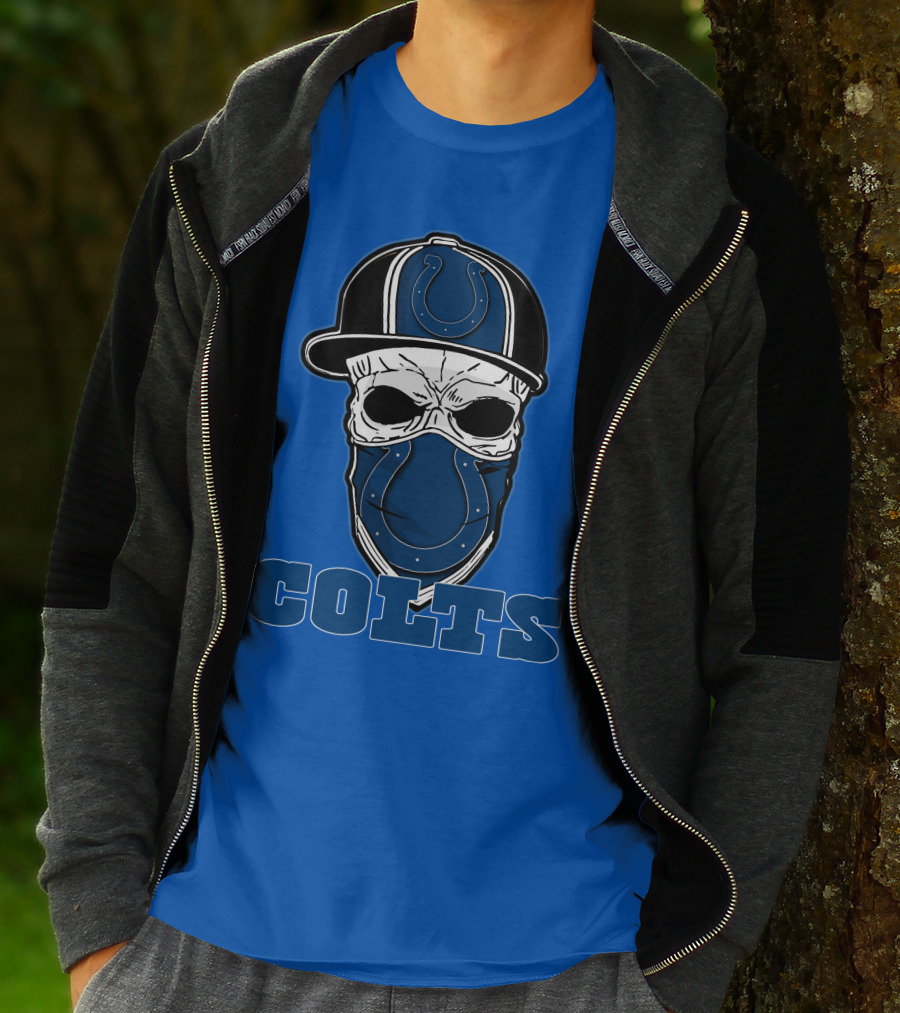 Skull Cap Colts Logo Indianapolis Colts T-Shirt