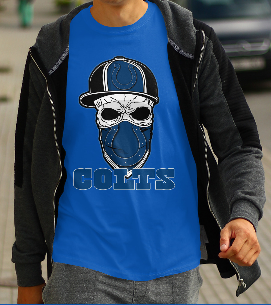 Skull Cap Colts Logo Indianapolis Colts T-Shirt