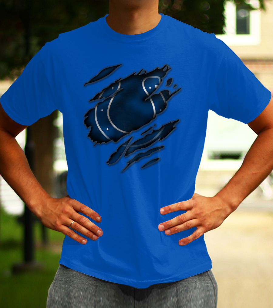 Indianapolis Colts Blue Horseshoe Logo Tear T-Shirt