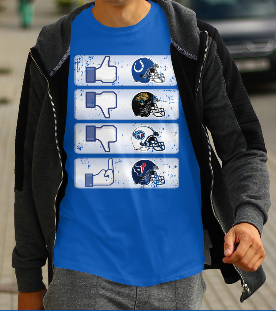 Indianapolis Colts Helmet Thumbs Up Rival Nfl Teams Jaguars Titans Texans T-Shirt