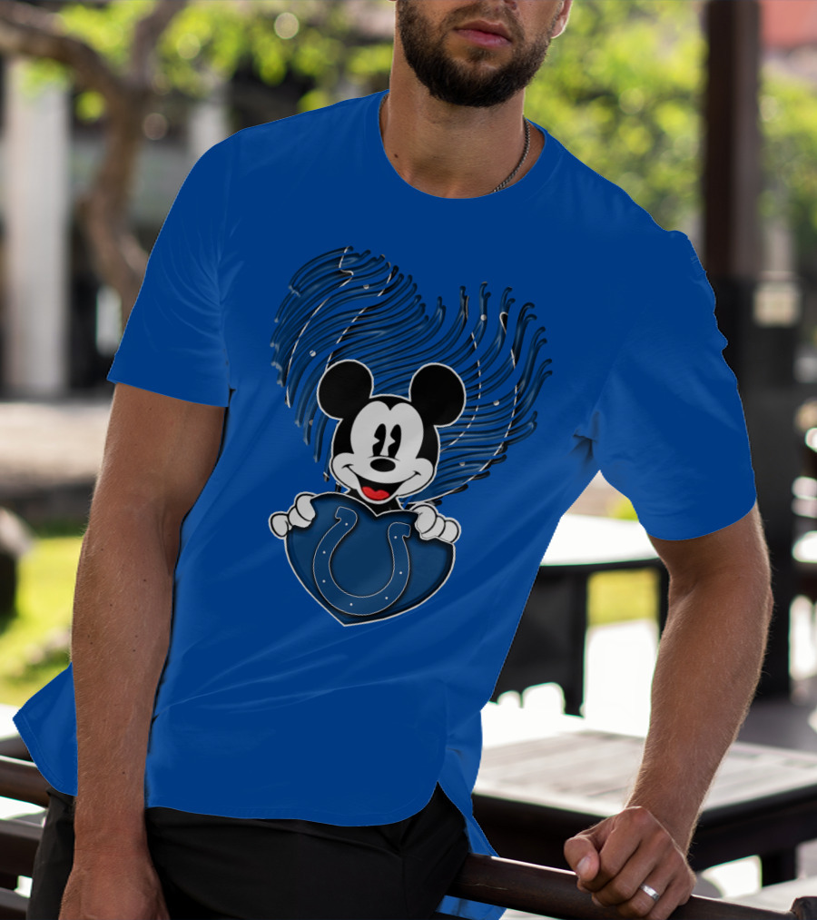Mick Mickey Heart Indianapolis Colts Iconic Blue Fan T-Shirt