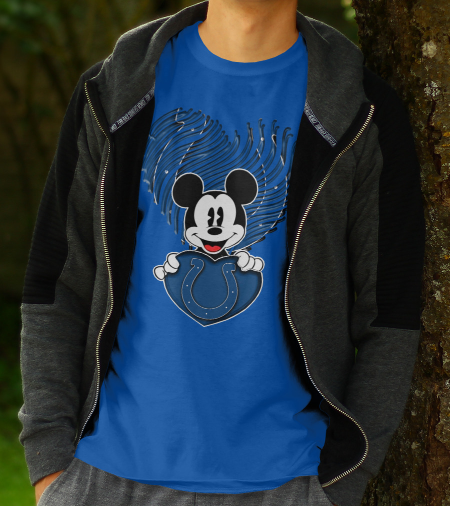 Mick Mickey Heart Indianapolis Colts Iconic Blue Fan T-Shirt