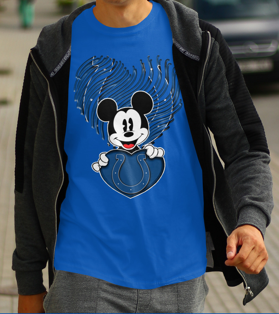 Mick Mickey Heart Indianapolis Colts Iconic Blue Fan T-Shirt
