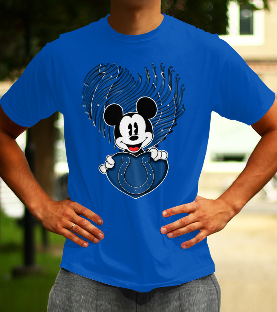 Mick Mickey Heart Indianapolis Colts Iconic Blue Fan T-Shirt