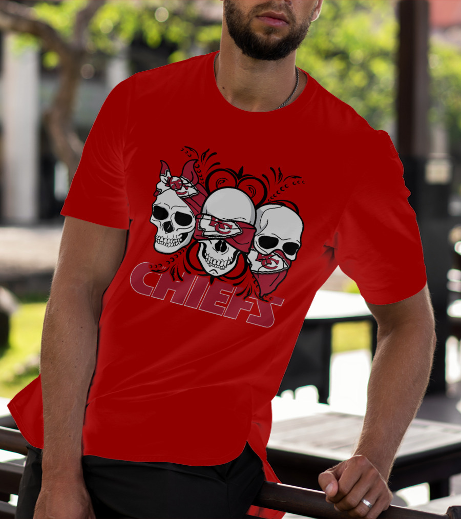 Kansas City Chiefs 3 Skull Bandanas T-Shirt