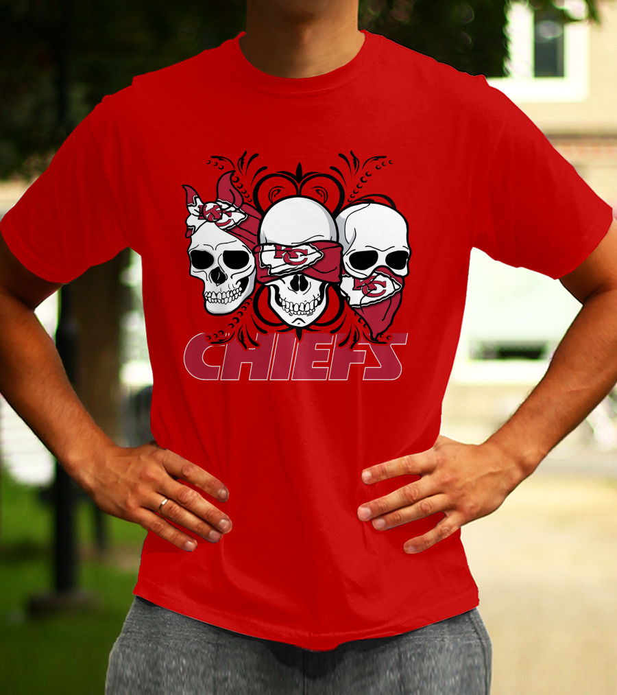 Kansas City Chiefs 3 Skull Bandanas T-Shirt