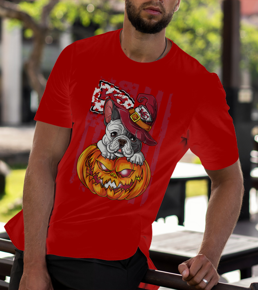 Hlw Bulldog Halloween Kansas City Chiefs Pumpkin T-Shirt