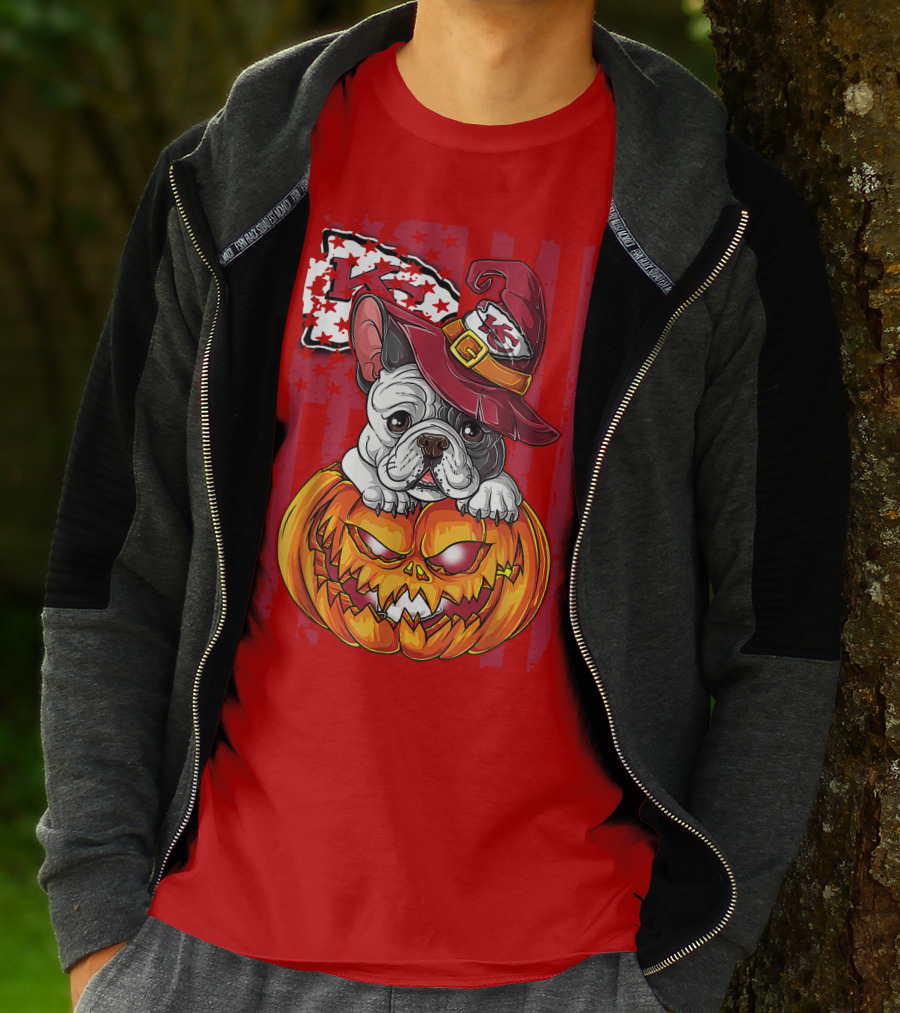 Hlw Bulldog Halloween Kansas City Chiefs Pumpkin T-Shirt