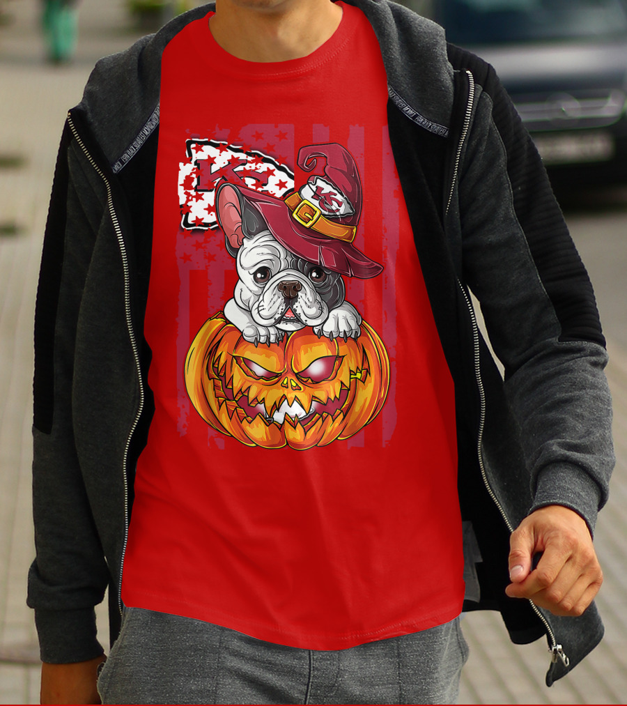 Hlw Bulldog Halloween Kansas City Chiefs Pumpkin T-Shirt