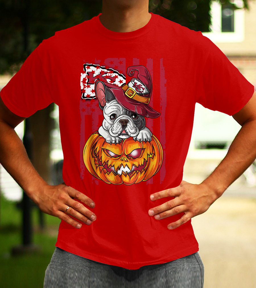 Hlw Bulldog Halloween Kansas City Chiefs Pumpkin T-Shirt