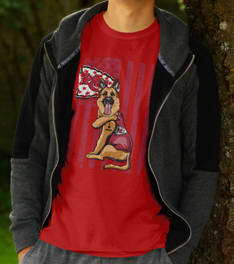 Kansas City Chiefs German Shepherd I Love Mom T-Shirt