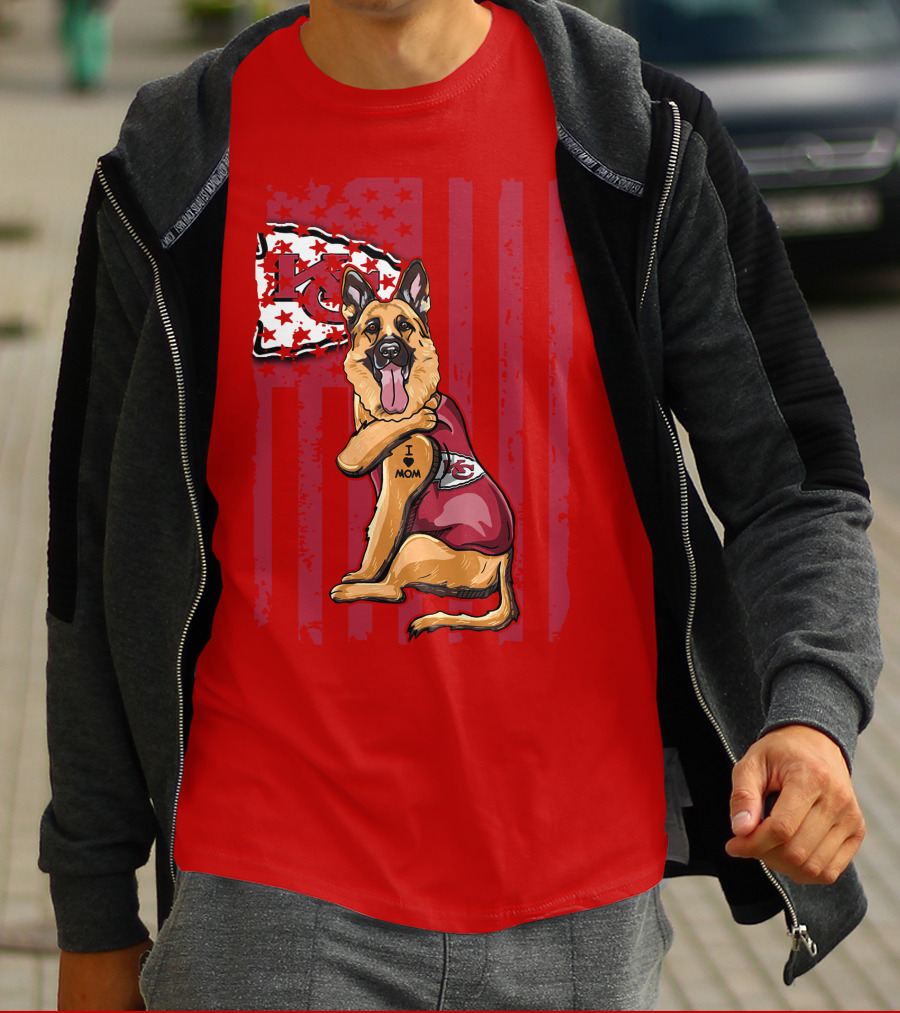 Kansas City Chiefs German Shepherd I Love Mom T-Shirt