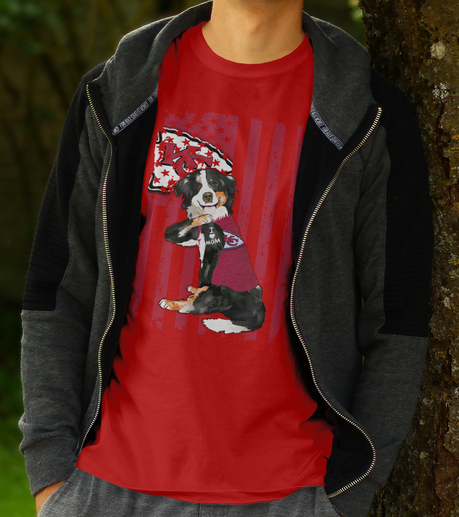 I Love Mom Border Collie Kansas City Chiefs Fan T-Shirt