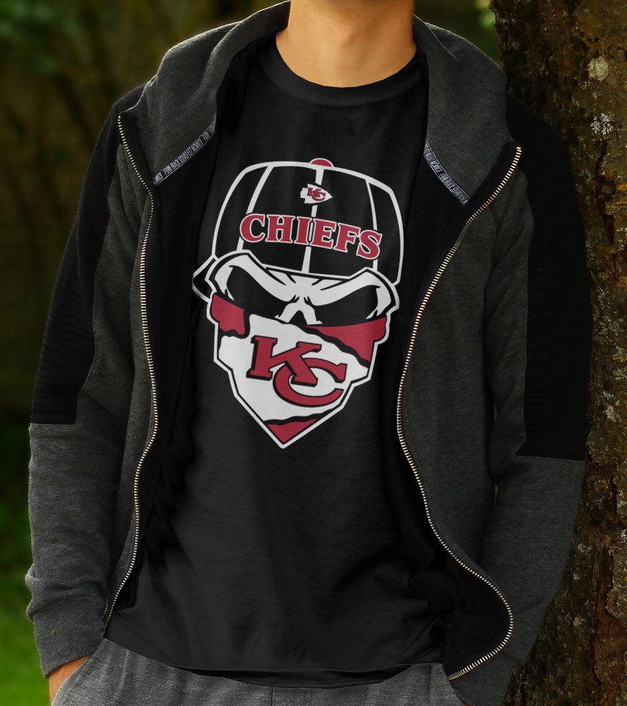Kansas City Chiefs Kc Logo Skull Cap Bandana T-Shirt