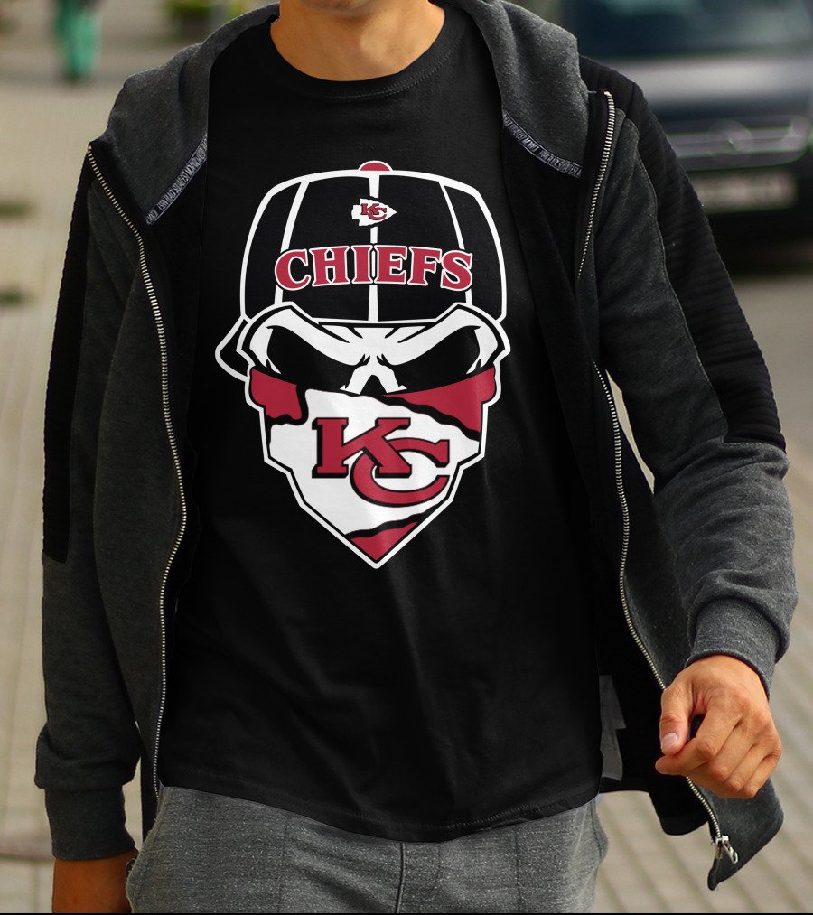 Kansas City Chiefs Kc Logo Skull Cap Bandana T-Shirt