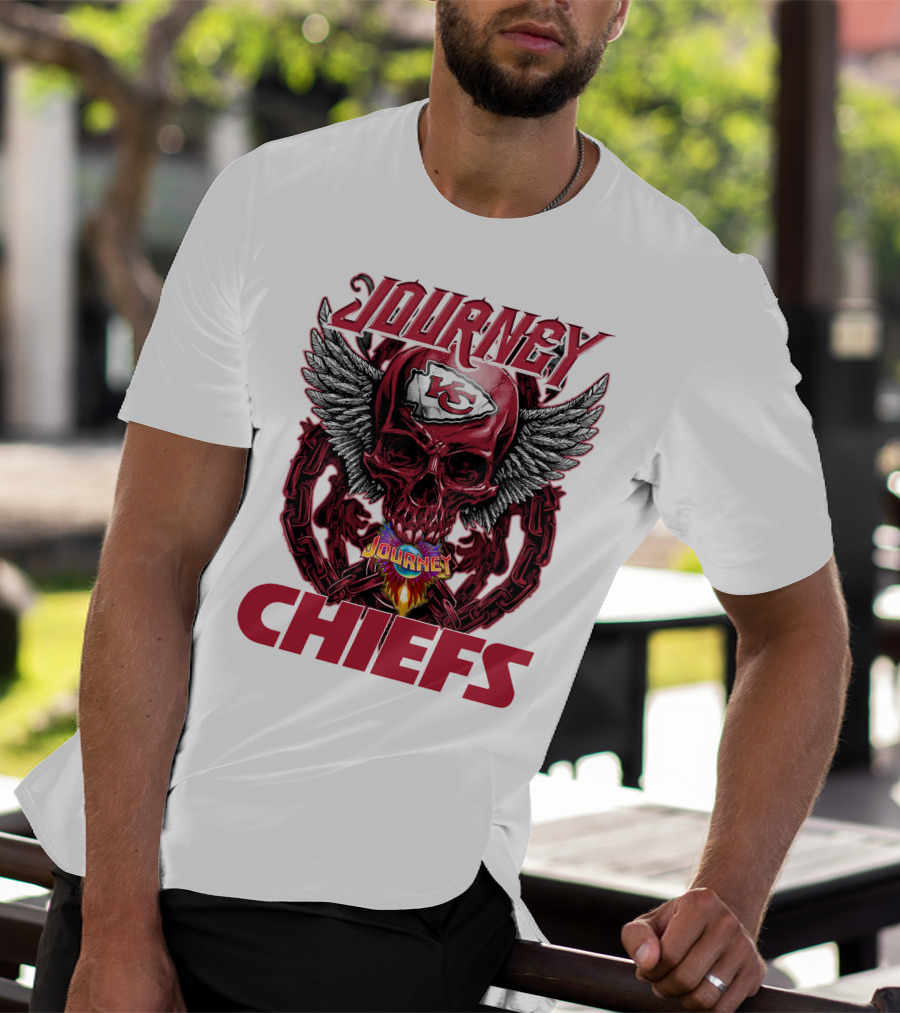 Journey Chiefs Kansas City KC Skull Wings Flame Chains T-Shirt