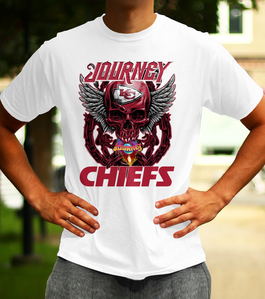 Journey Chiefs Kansas City KC Skull Wings Flame Chains T-Shirt