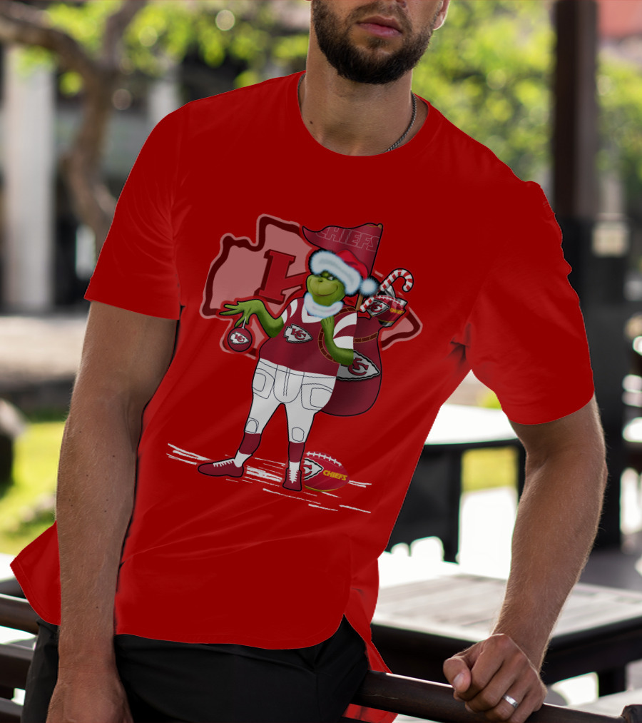 Grinchxmas Kansas City Chiefs Holiday Football Theme T-Shirt