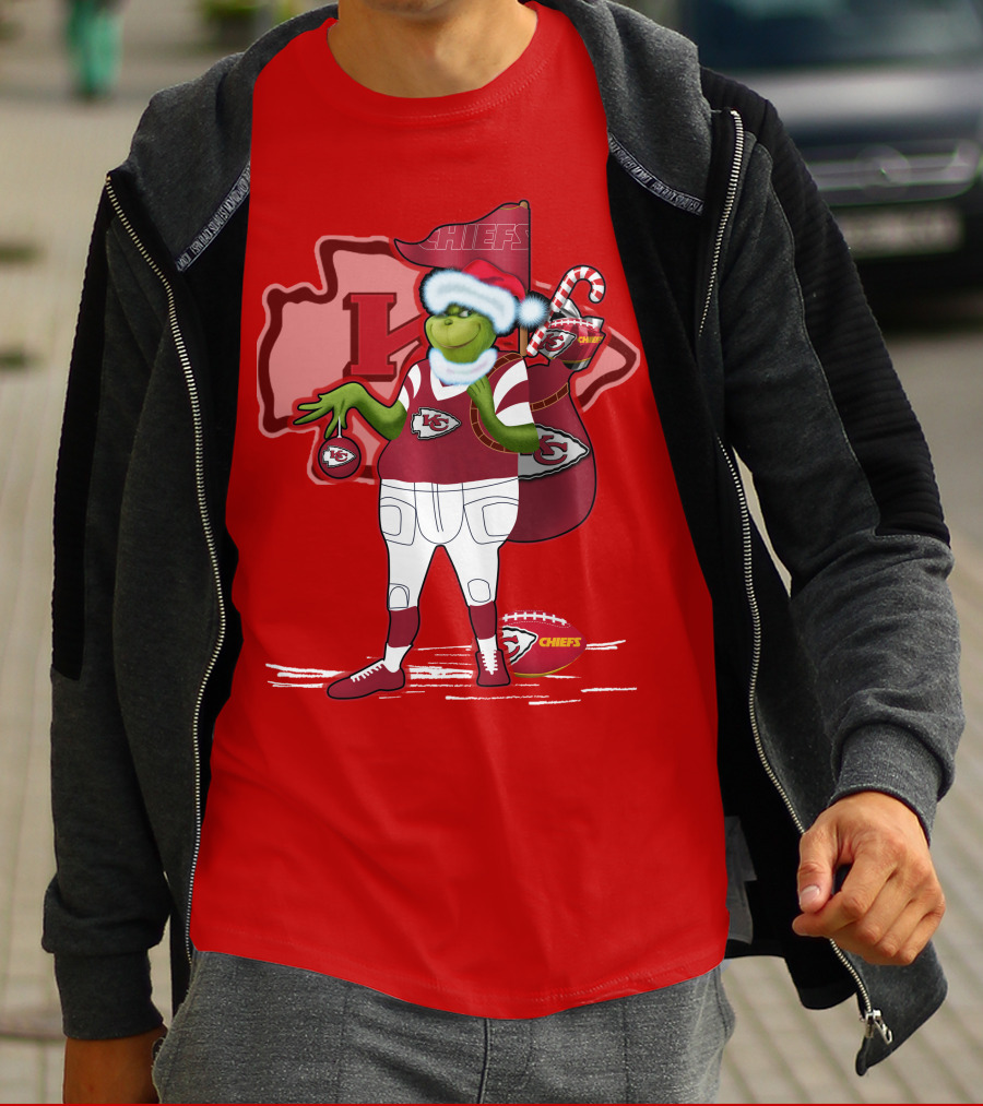 Grinchxmas Kansas City Chiefs Holiday Football Theme T-Shirt