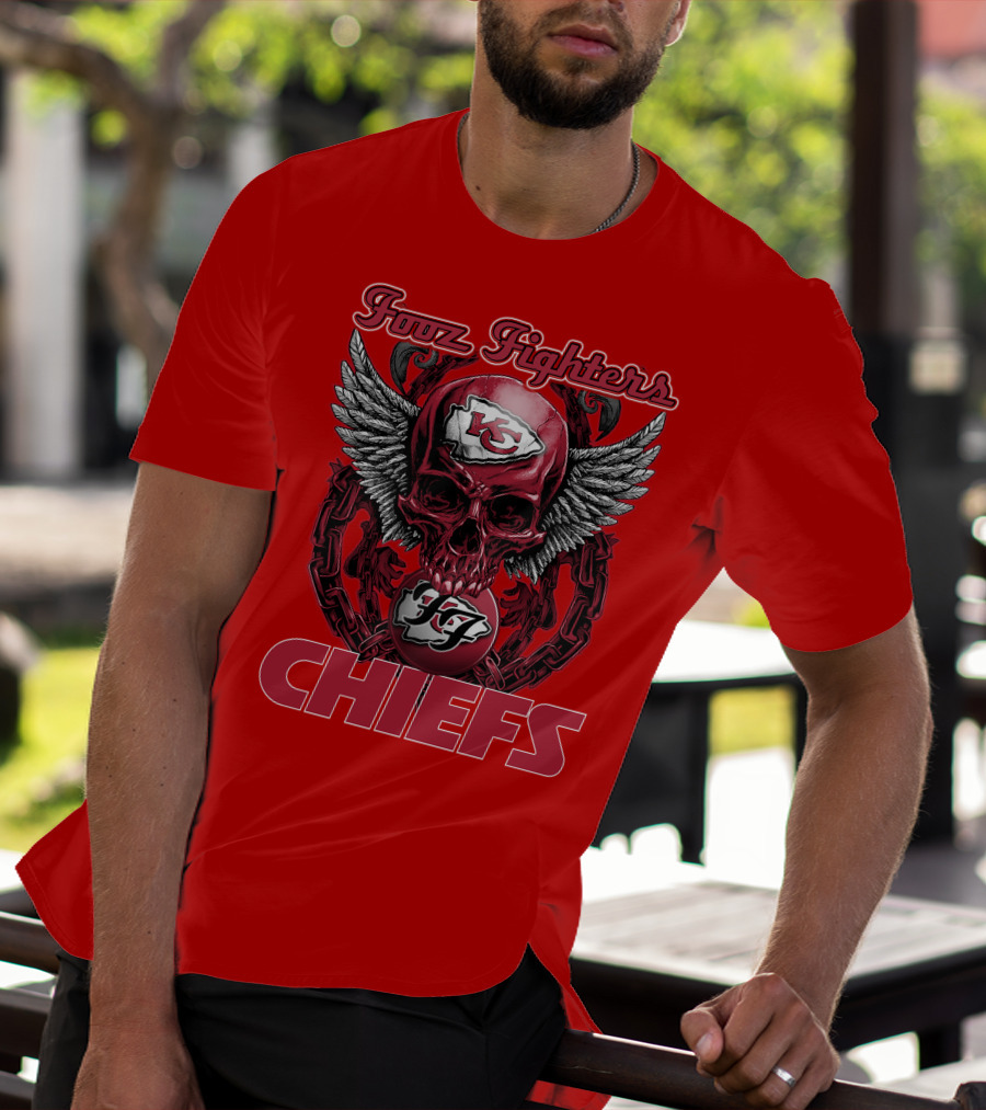 Foo Fighters Kansas City Chiefs Winged Skull T-Shirt
