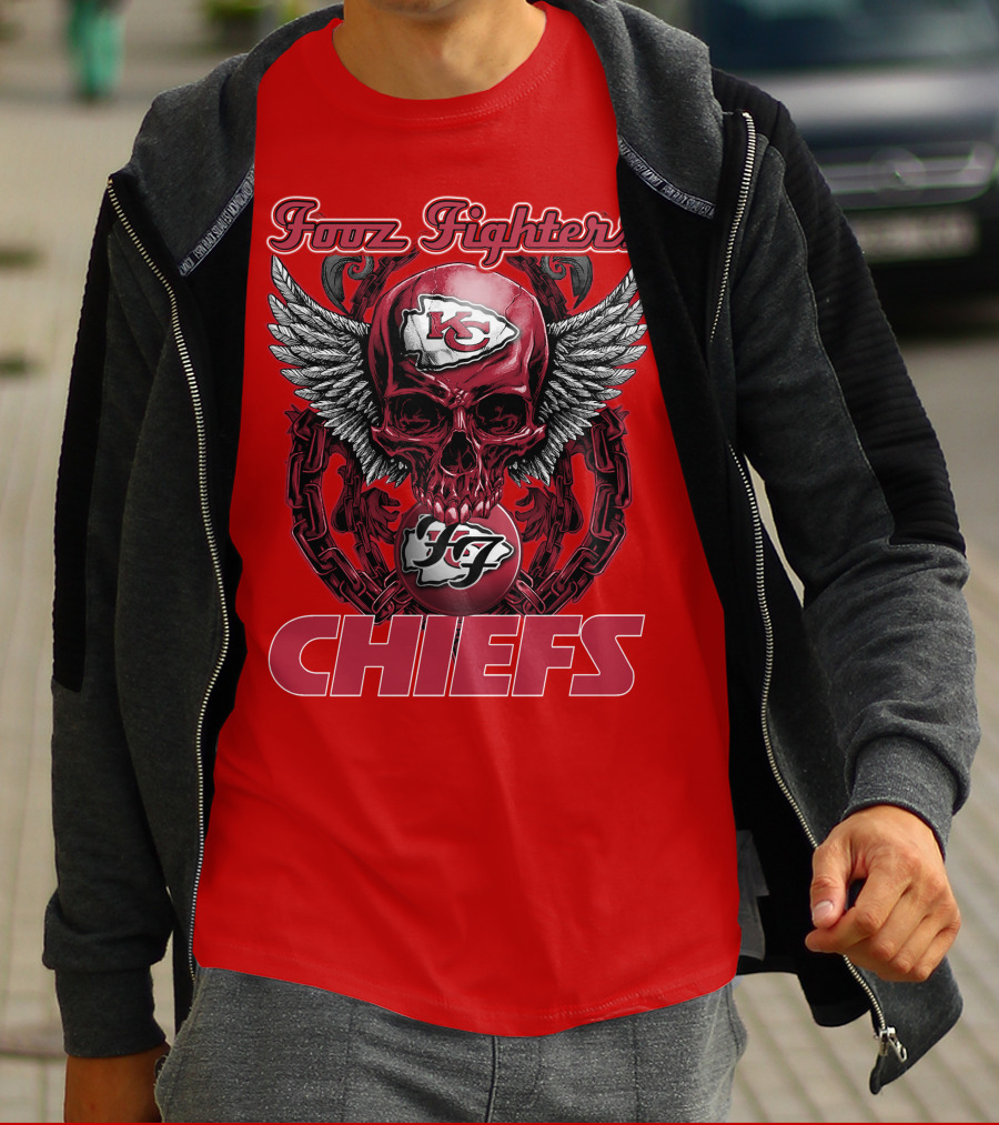 Foo Fighters Kansas City Chiefs Winged Skull T-Shirt