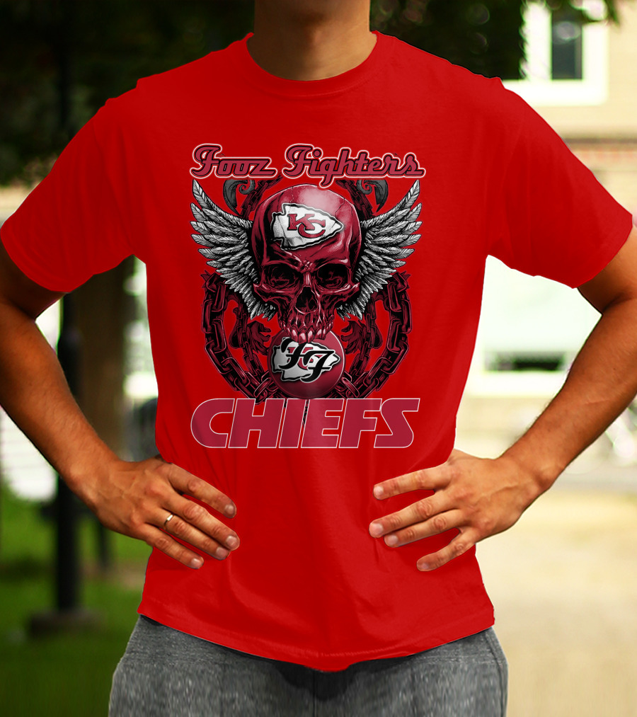 Foo Fighters Kansas City Chiefs Winged Skull T-Shirt