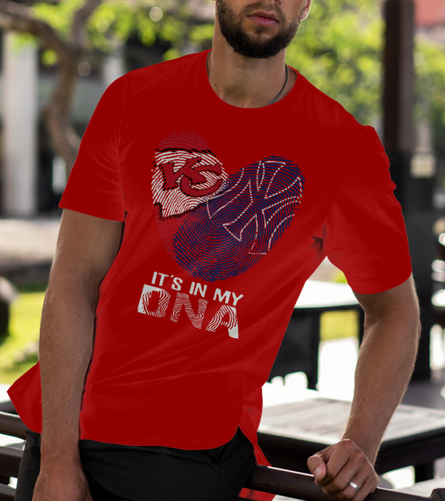 Kansas City Chiefs It's In My Dna Football Fingerprint Heart T-Shirt