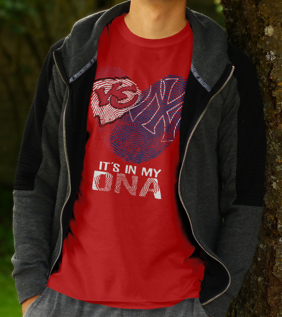 Kansas City Chiefs It's In My Dna Football Fingerprint Heart T-Shirt