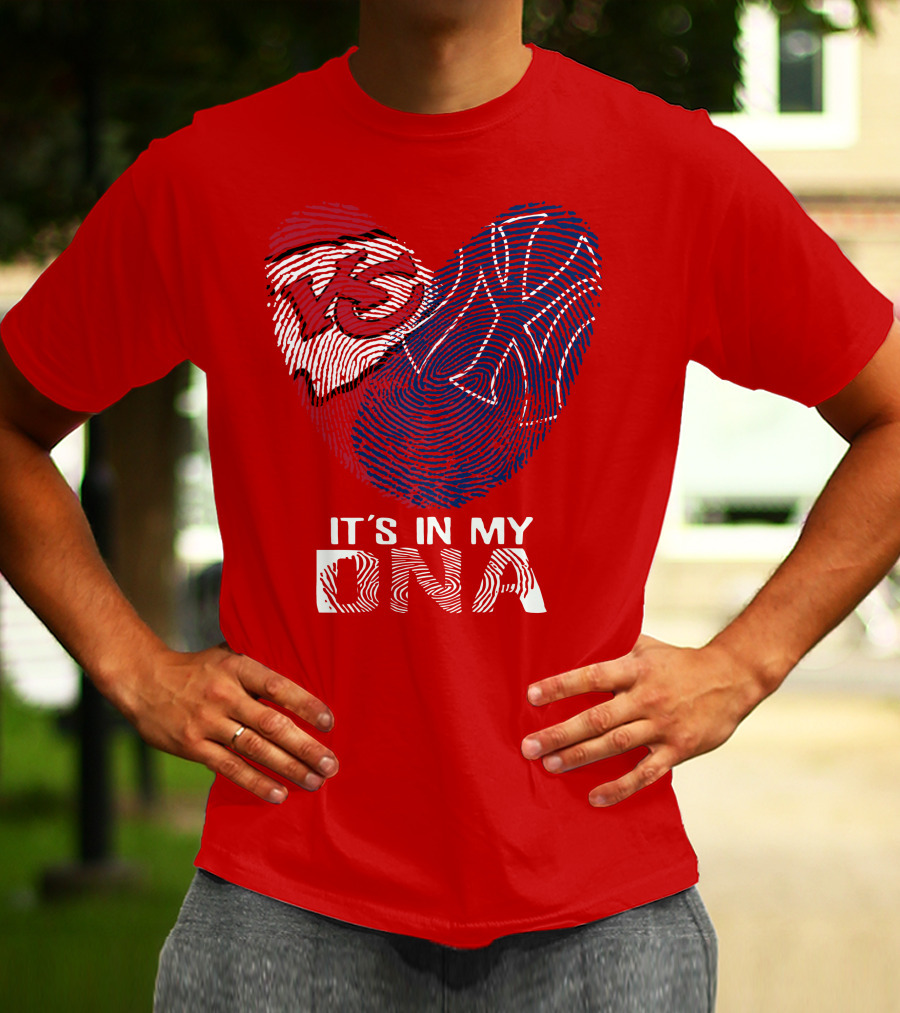 Kansas City Chiefs It's In My Dna Football Fingerprint Heart T-Shirt