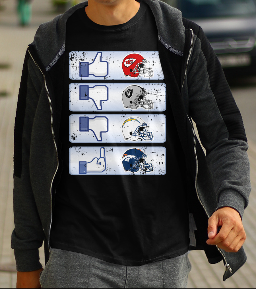 Kansas City Chiefs Like Rival Teams Thumbs Los Angeles Chargers Denver Broncos T-Shirt