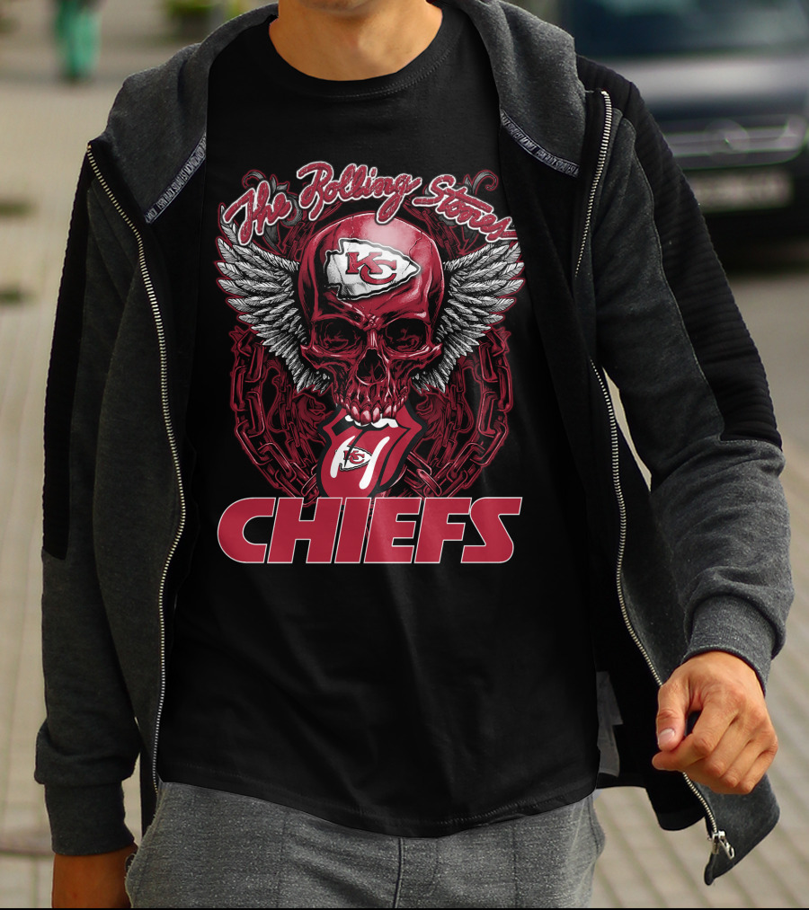 The Rolling Stones Kc Chiefs Winged Skull Tongue T-Shirt