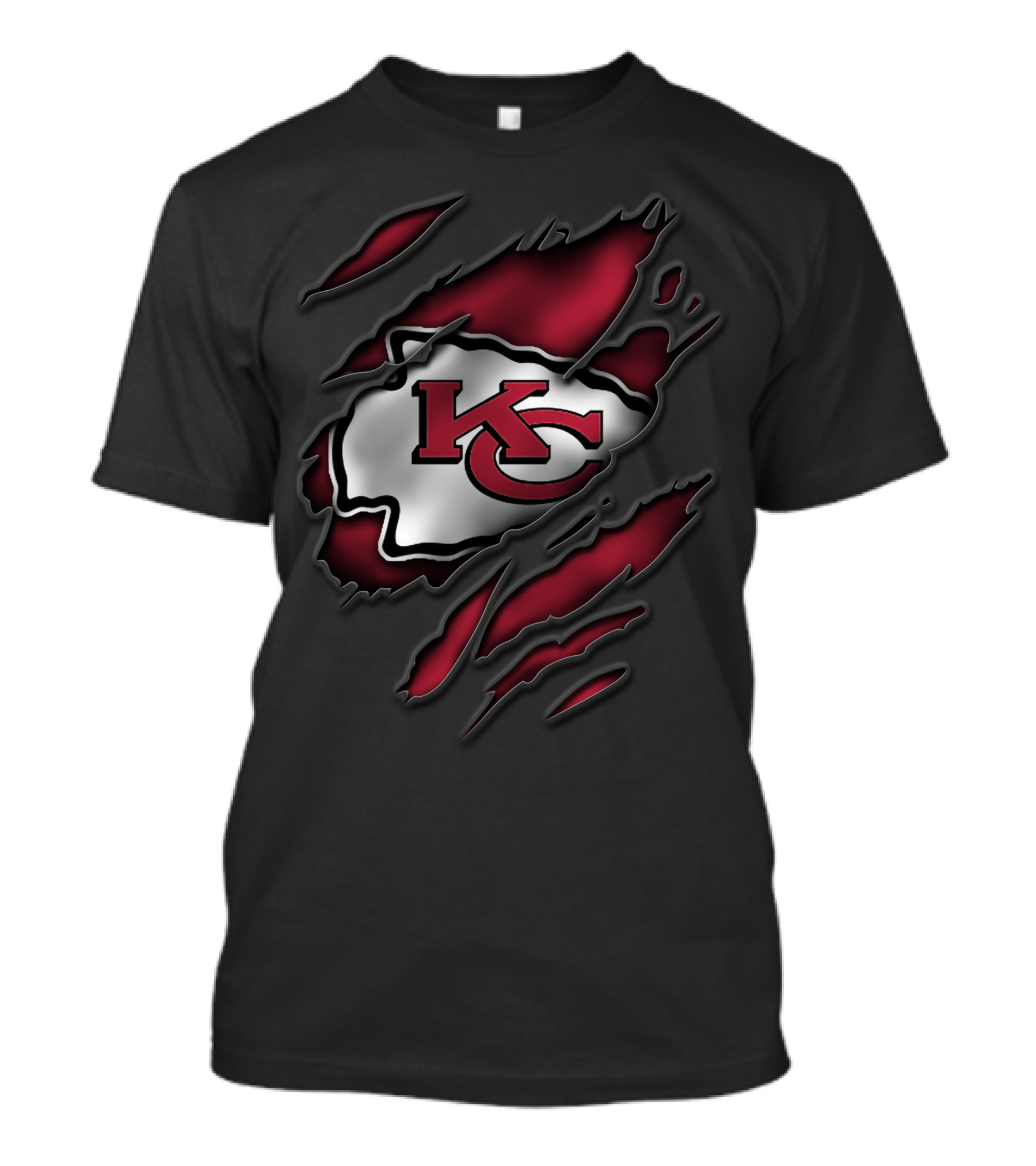Torn Kansas City Chiefs KC Arrowhead Logo Tear Effect T-Shirt