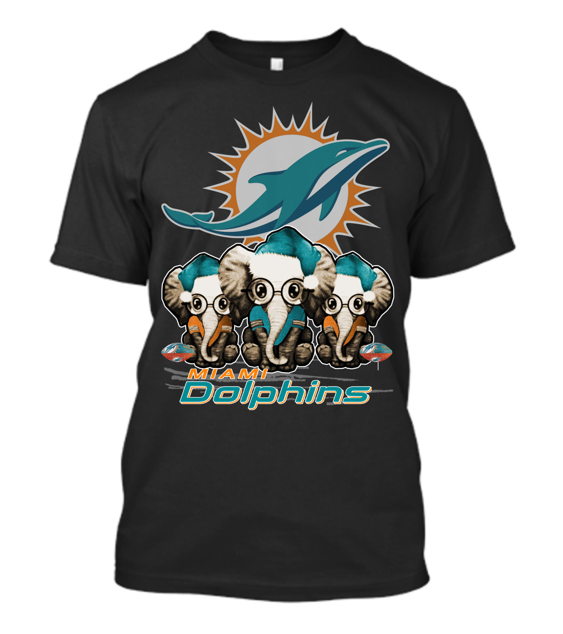 Miami Dolphins Xmas Elephants T-Shirt