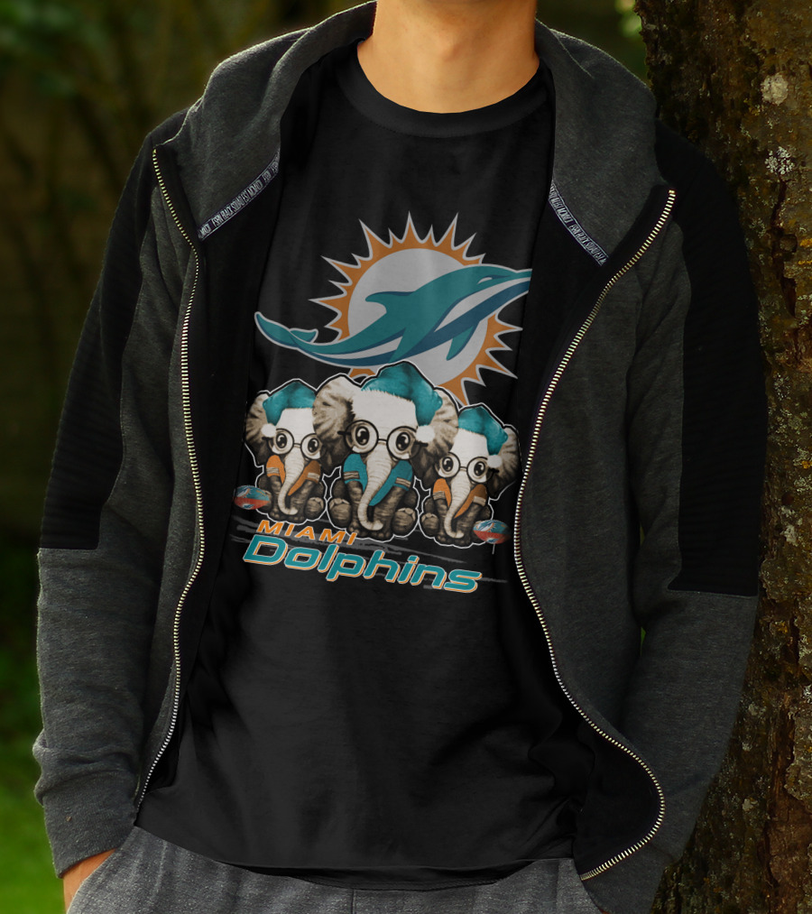 Miami Dolphins Xmas Elephants T-Shirt
