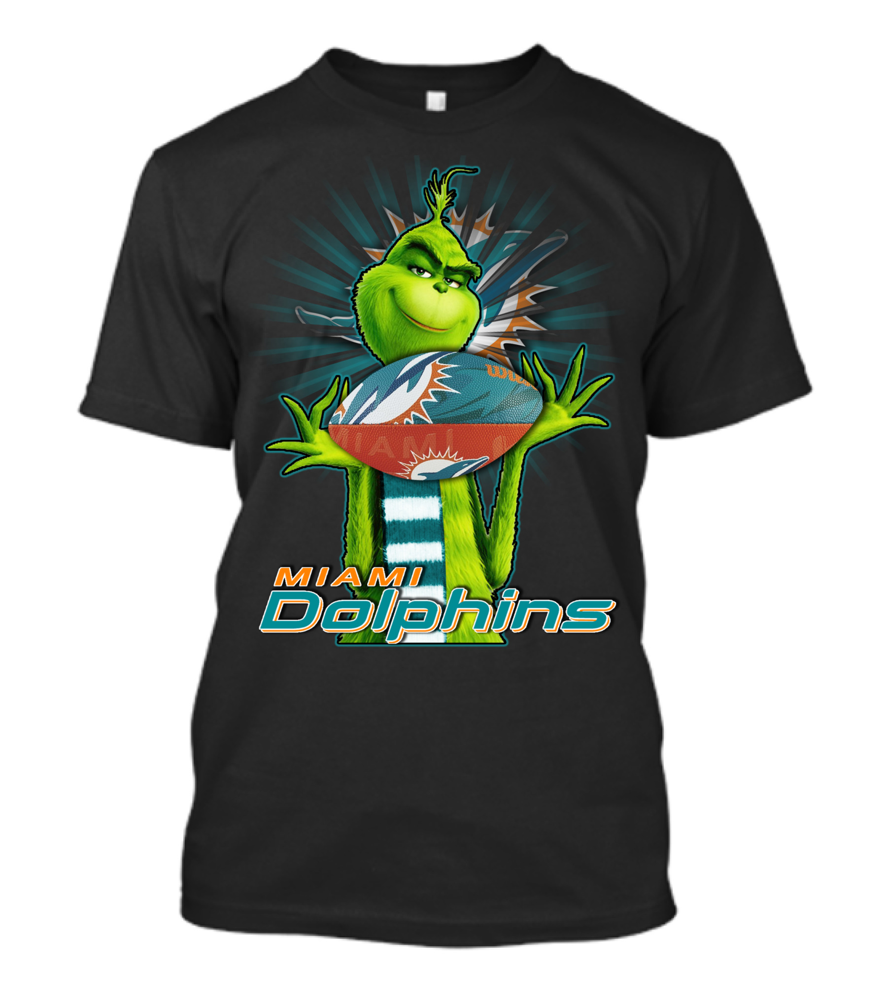 Grinch Holding Miami Dolphins Football T-Shirt
