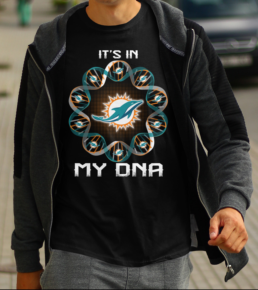 It's In My Dna Miami Dolphins Logo Football T-Shirt