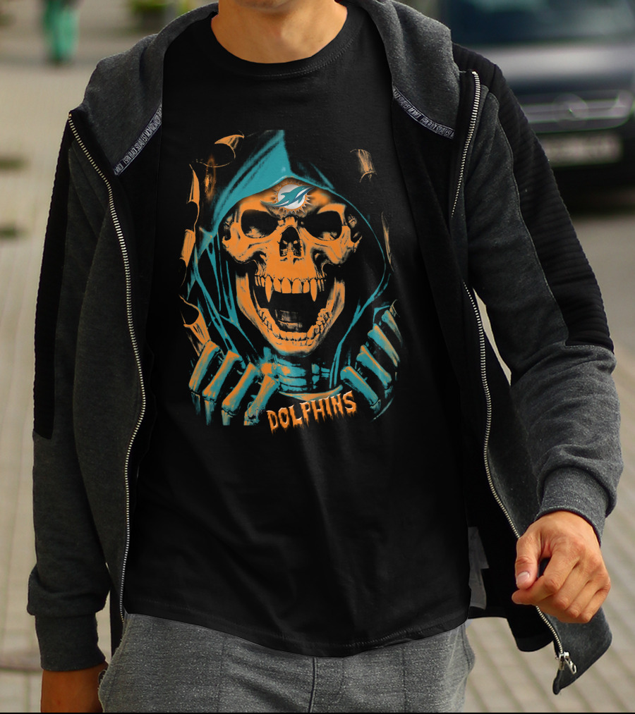 Miami Dolphins Skull Reaper Hoodie T-Shirt