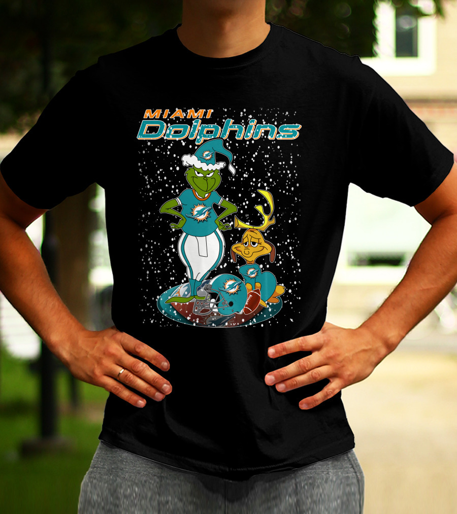 Grinchxmas Miami Dolphins Holiday Team Spirit T-Shirt