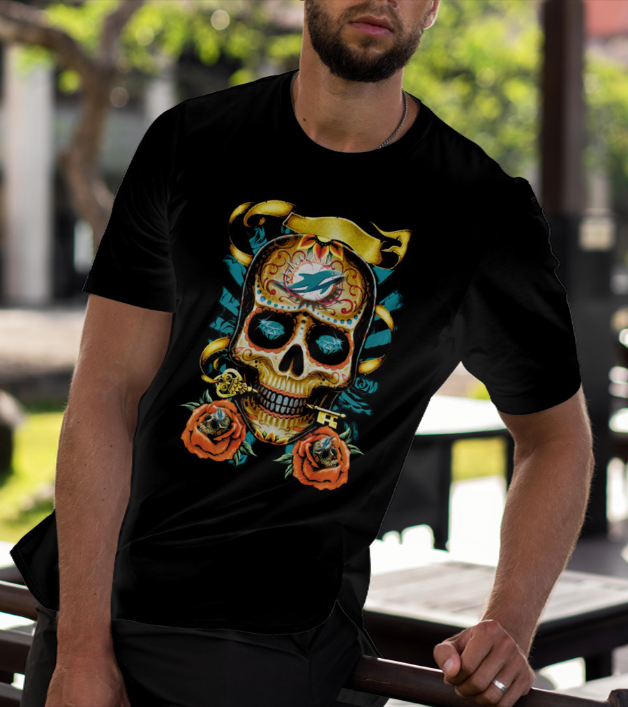 Miami Dolphins Sugar Skull T-Shirt