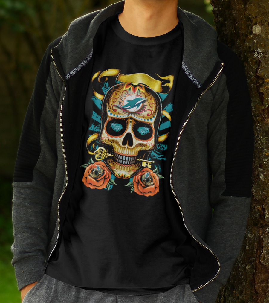Miami Dolphins Sugar Skull T-Shirt