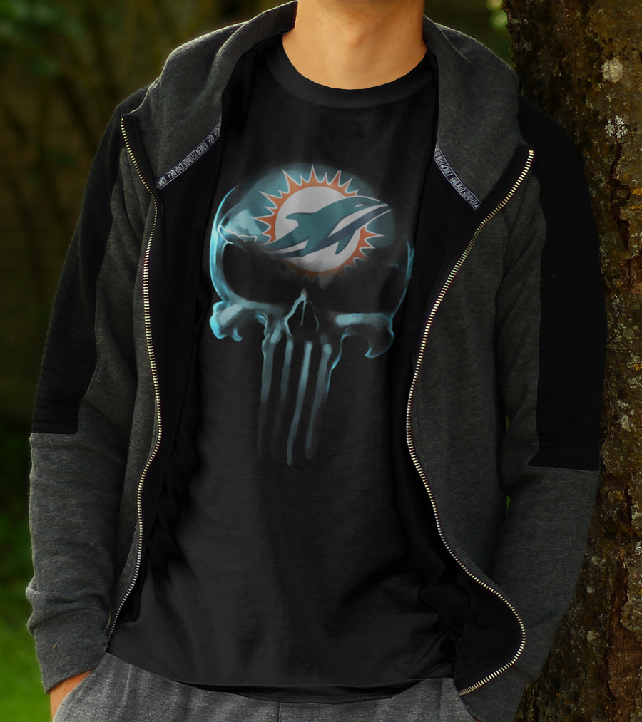 Miami Dolphins 30 Skull T-Shirt