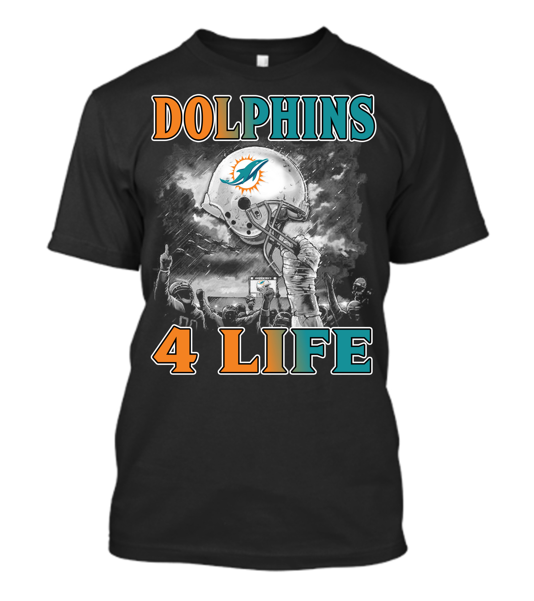 Dolphins 4 Life Miami Dolphins Helmet Celebration T-Shirt
