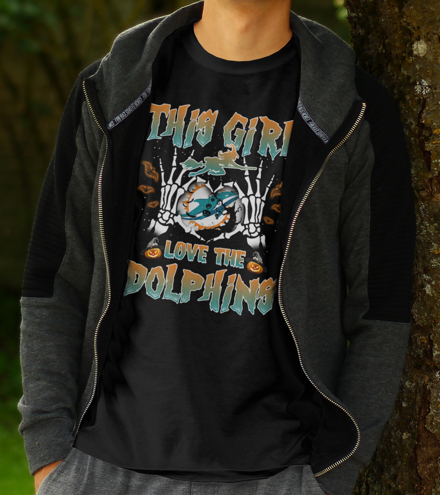 This Girl Love The Miami Dolphins Halloween Theme T-Shirt