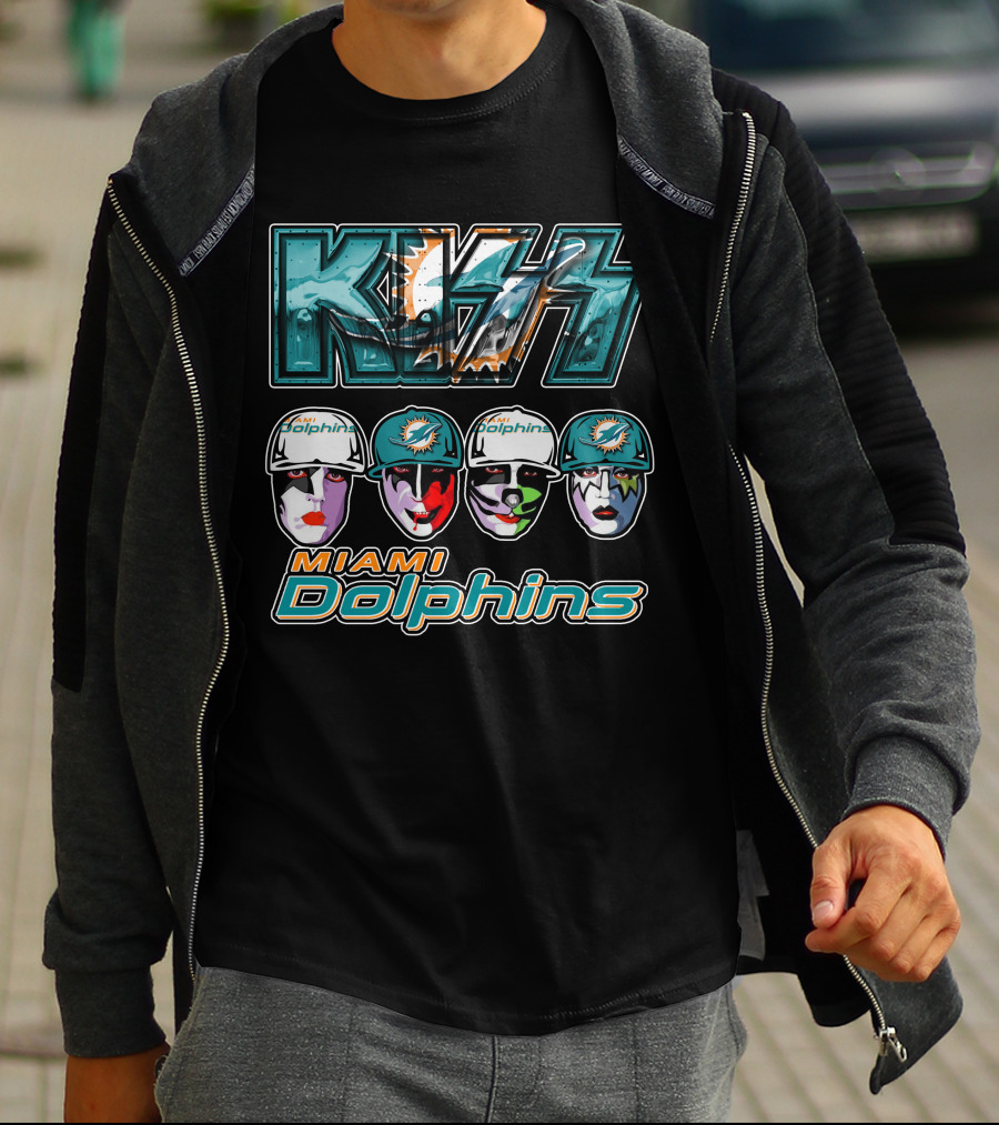 KISS Dolphins Faces Miami Football Fans T-Shirt