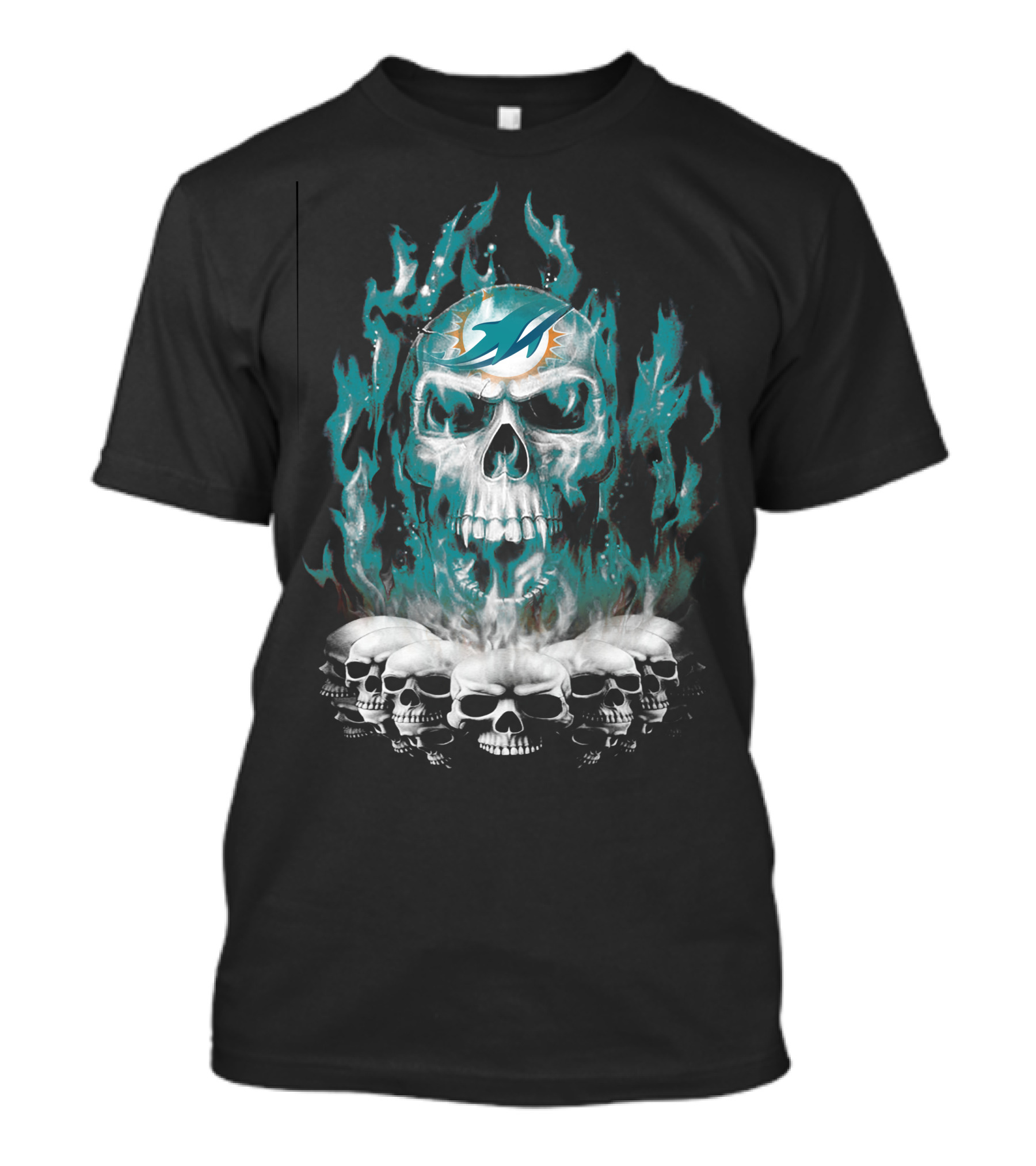 Miami Dolphins Flaming Skulls T-Shirt