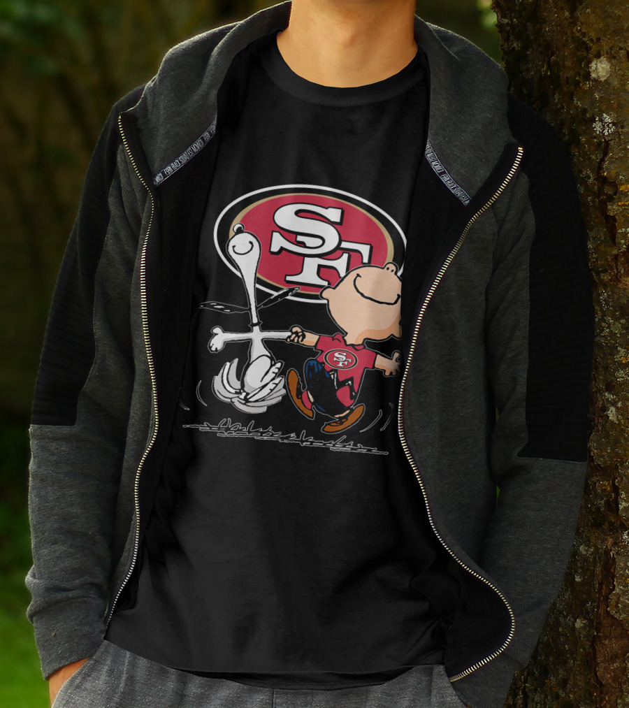 Snoopy And Charlie Brown Dancing With San Francisco 49ers SF T-Shirt