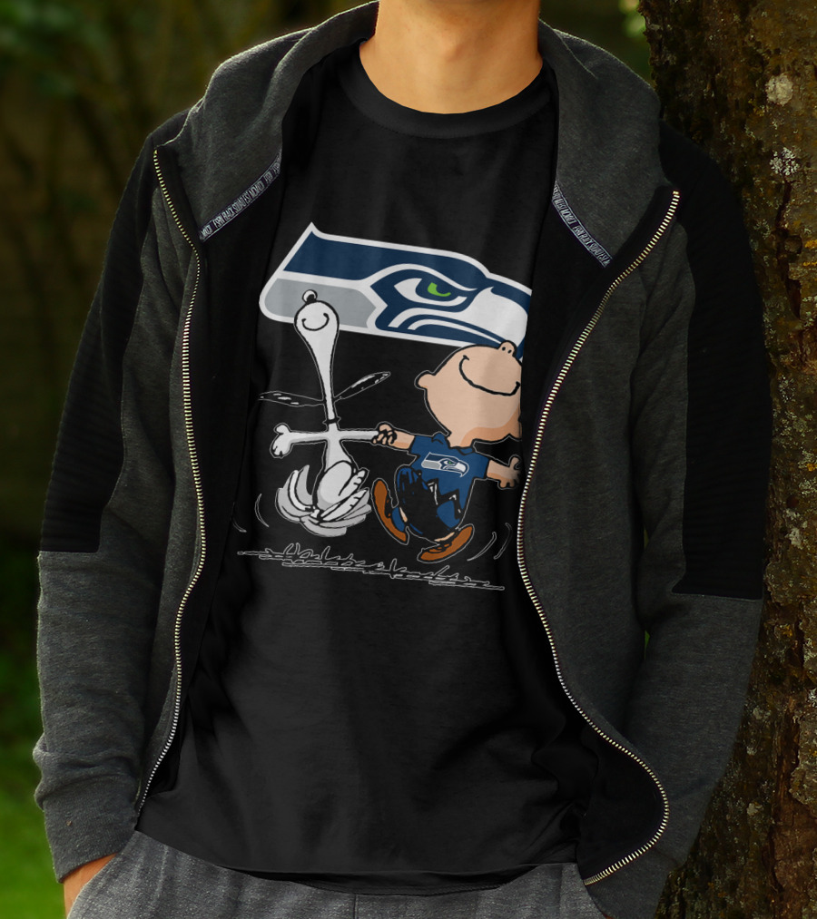 Snoopy Dance Seattle Seahawks Logo Charlie Brown T-Shirt