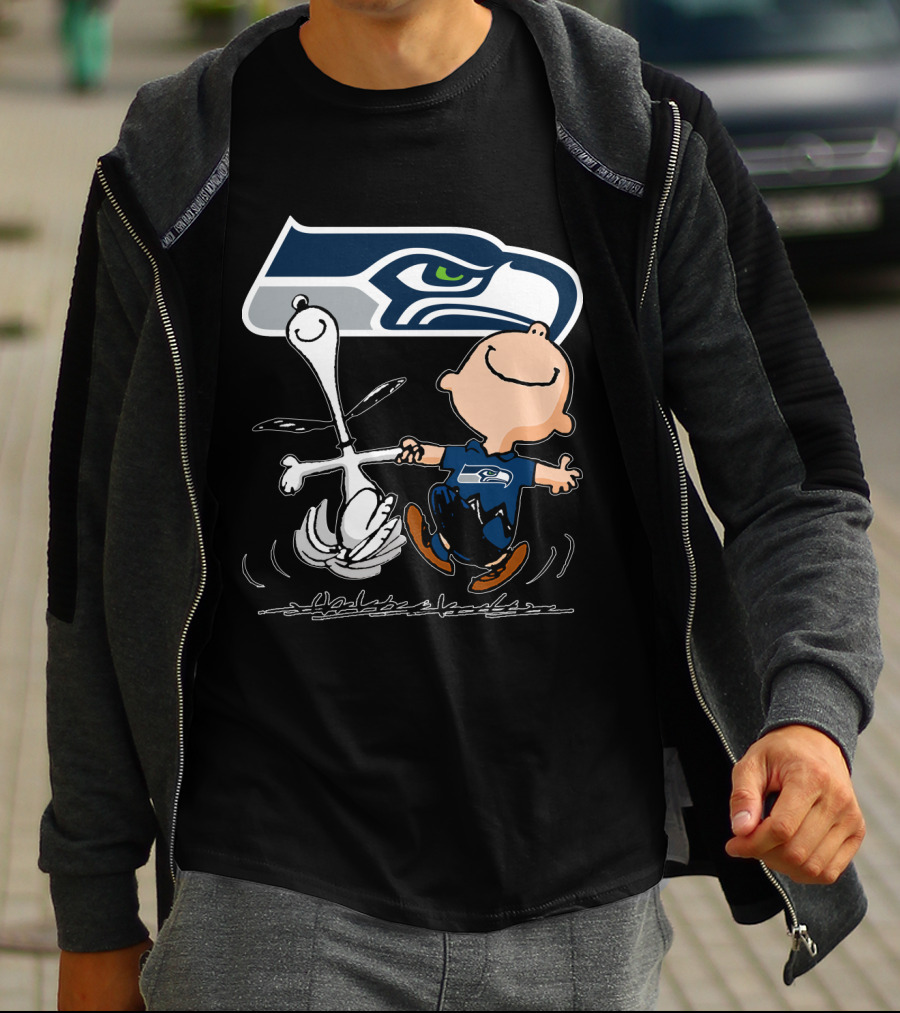 Snoopy Dance Seattle Seahawks Logo Charlie Brown T-Shirt