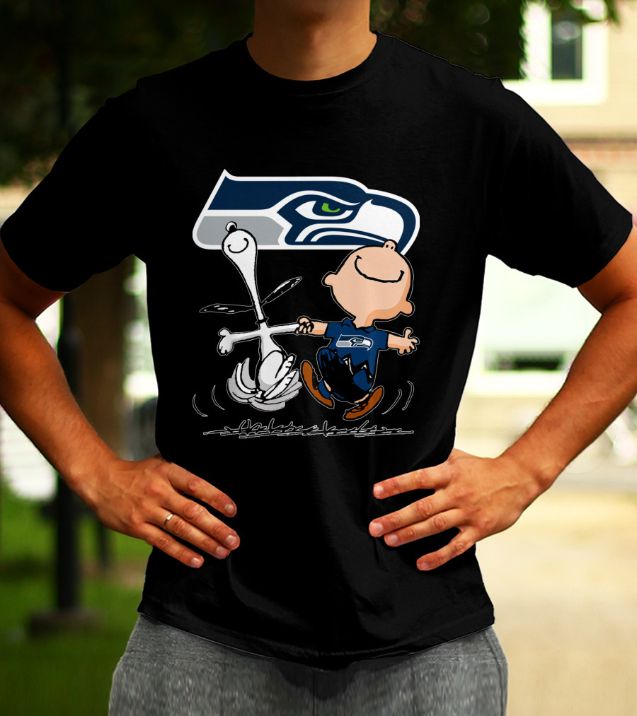 Snoopy Dance Seattle Seahawks Logo Charlie Brown T-Shirt