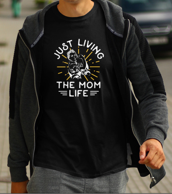 Just Living The Mom Life Buddha Style Icon With Sunburst T-Shirt